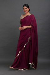 Maroon Saree With Gold Blouseuntitled (2 of 11)